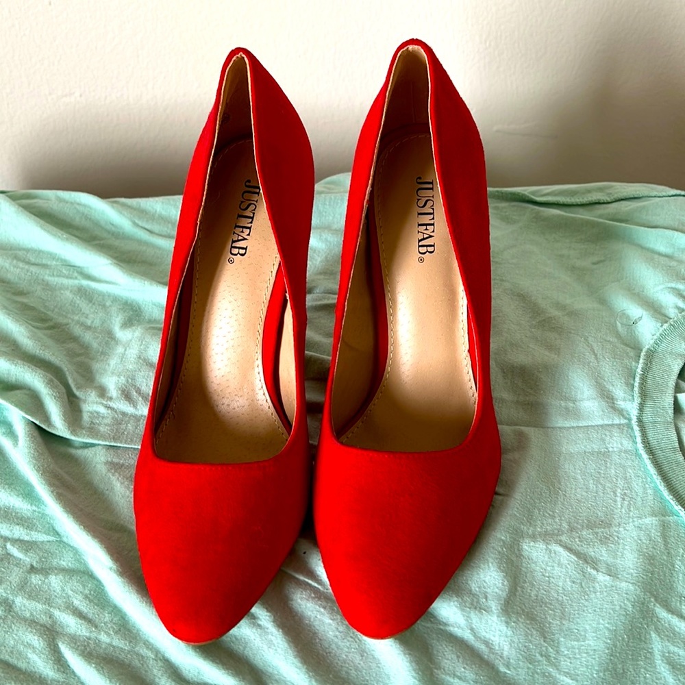 Red block heels